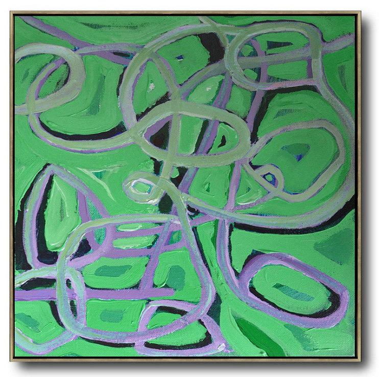 Extra Large Painting,Oversized Palette Knife Painting Contemporary Art On Canvas,Large Wall Art Home Decor,Light Green,Purple,Black.etc